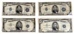 1953 $5 Silver Certificates Blue Seal Lot of 4