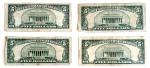 1953 $5 Silver Certificates Blue Seal Lot of 4