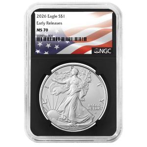 2026 $1 American Silver Eagle NGC MS70 Flag Label