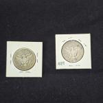 Pair of 1909 Barber Silver Quarters - VG