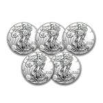 5x 1 oz American Silver Eagle Coins