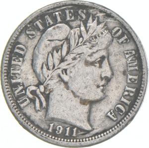 1911-D Barber Dime 90% Silver Coin
