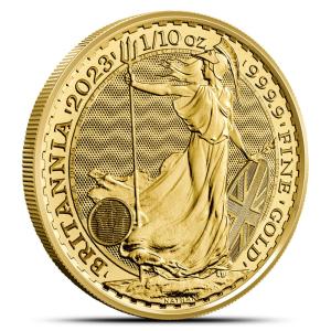 2023 1/10 oz British Gold Britannia Coin - King Charles Obverse