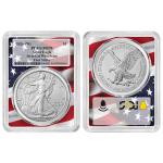 2026 (W) $1 American Silver Eagle MS70 Flag Frame