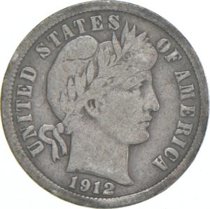 1912-P Barber Dime 90% Silver Coin
