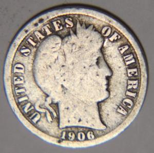1906 O Barber Dime Silver Coin - Rare Date!