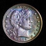 1909-D Barber Quarter with Beautiful Polychrome Toning