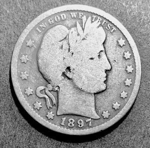 1897 U.S. Barber Quarter - Eagle Wings Design