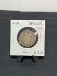 1914 Barber Silver Quarter Coin - Philadelphia Mint