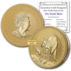 Australian Gold Kangaroo Coin - 1/10 oz BU