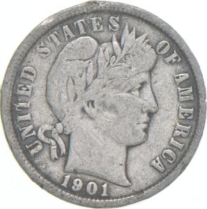 1901-P Barber Dime 90% Silver Coin