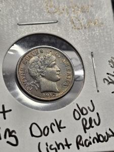 1912 Barber Dime - Dark Toned Silver Coin