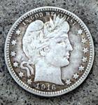 1916-D Barber Silver Quarter with Mint Luster