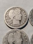 Set of 4 Barber Quarters 1914-1916, 90% Silver
