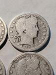 Set of 4 Barber Quarters 1914-1916, 90% Silver