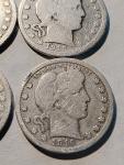 Set of 4 Barber Quarters 1914-1916, 90% Silver