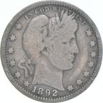 1892 Barber Quarter Average Condition Coin