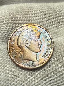 1914-P Barber Silver Dime Toned Coin