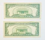 1934 & 1953B Blue Seal $5 Silver Certificates