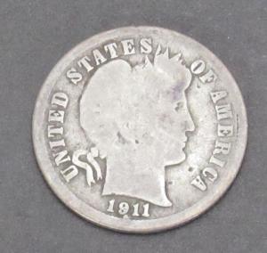 1911-D Barber Silver Dime - Cat #203