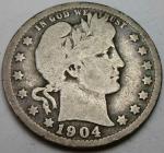 1904-O Barber Silver Quarter 25¢