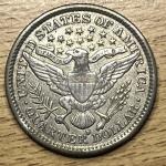 1900 S Barber Silver Quarter - AU Details