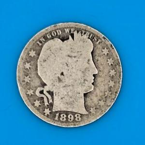 1898 O Barber Quarter 90% Silver - Rare Find