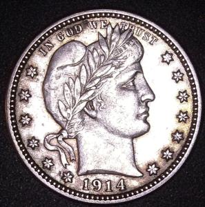 1914 Barber Silver Quarter 25C - Liberty Design
