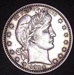 1914 Barber Silver Quarter 25C - Liberty Design