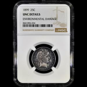 1899 Barber Quarter - NGC UNC Silver Coin
