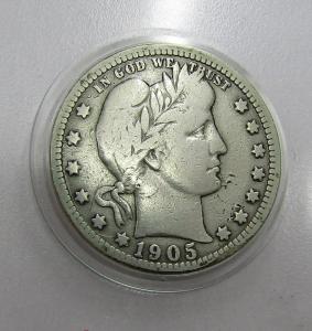 1905 P Barber Silver Quarter - Very Good Condition