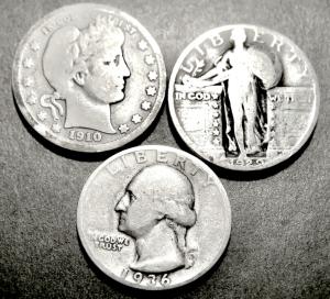 Barber, Standing Liberty & Washington Quarters Set