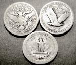 Barber, Standing Liberty & Washington Quarters Set