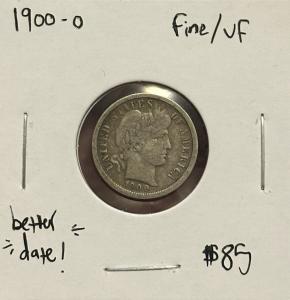 1900-O Barber Dime F+/VF - Great Find!