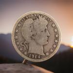 1914 P Barber Quarter Dollar - 90% Silver Coin