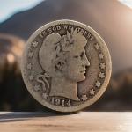 1914 P Barber Quarter Dollar - 90% Silver Coin