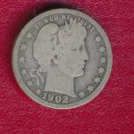 1902-O Barber Silver Quarter - Great Condition!