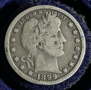 1899-P U.S. Barber Silver Quarter - Rare Find