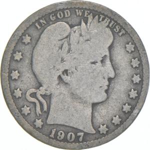 1907-S Barber Quarter - Circulated Condition