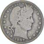 1907-S Barber Quarter - Circulated Condition