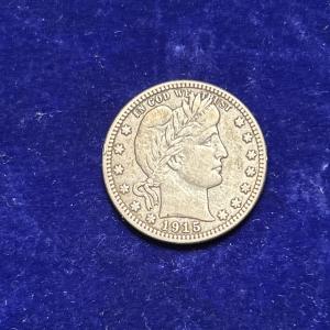 1915-D Barber Silver Quarter in Very Fine Condition