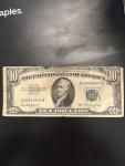 1953 $10 Blue Seal Silver Certificate Note