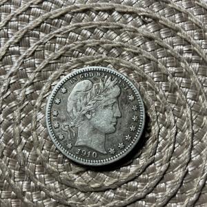 1910 Barber Quarter 25C Silver Coin