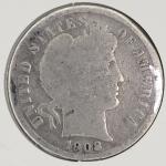 2 Barber Dimes 90% Silver: 1908-S & 1910-D