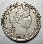 1914-D Barber Quarter in XF Condition