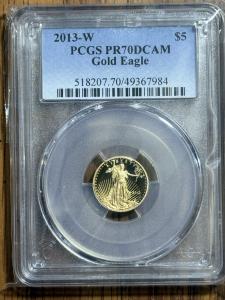 2013-W Gold Eagle $5 PCGS PR70DCAM Coin