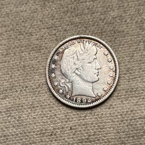 1892 Barber Silver Quarter - F-VF Quality