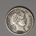 1915 P Barber Dime Silver Coin - VF+