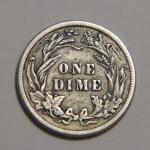 1915 P Barber Dime Silver Coin - VF+