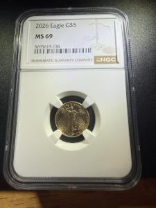 2026 Gold Eagle $5 Coin NGC MS 69